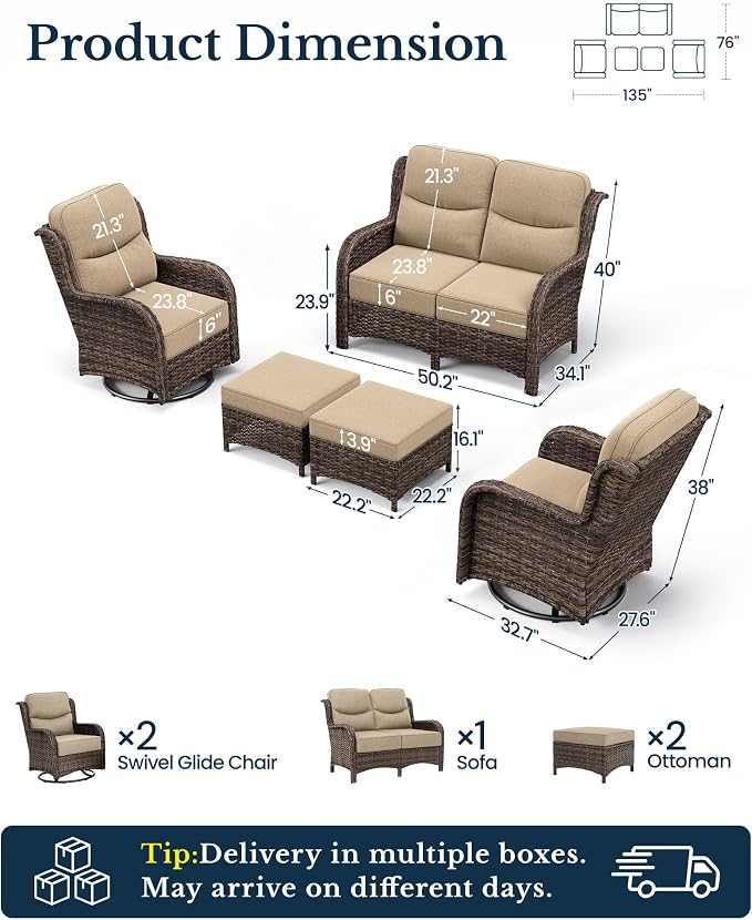 HILLGA Luxury High Back Patio Furniture Set - Image 2