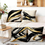 OBSEDE Abstract Black Gold Ink Brush Strokes Throw Pillow Covers 18 × 18 in - Image 5
