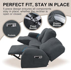5-Piece Recliner Sofa Covers, Stretch Geometric Strokes Jacquard Recliner Sofa - Image 4
