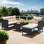 Devoko Outdoor Patio Furniture 3-Piece Rattan Waterproof Outdoor Sectional Sofa - Image 6
