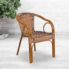 Flash Furniture 3 Pack Cadiz Series Burning Brown Rattan Restaurant Patio Chair - Image 2
