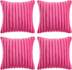 MIULEE Faux Fur Plush Decorative Throw Pillow Covers 18x18, Hot Pink | Set of 4 - Image 8