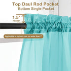 Chyhomenyc Turquoise Sheer Curtains 96 inches Long 2 Panels, Light Filtering - Image 2