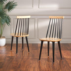 SAFAVIEH Home Collection Burris Natural/Black Windsor Spindle Solid Wood Side - Image 9