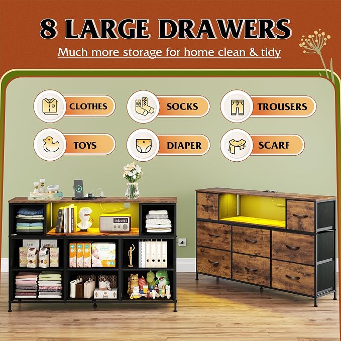 WLIVE Dresser TV Stand for 45, 55 inch TV, Entertainment Center - Image 4