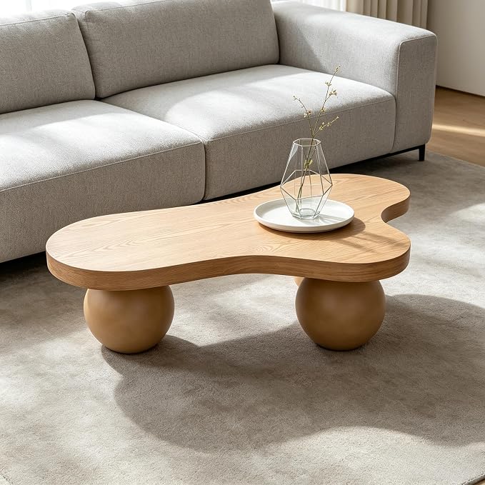 46" Cloud Coffee Table with 3 Ball Legs, Modern Irregular Center Table - Image 3