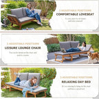 Devoko Outdoor Couch Acacia Wood Patio Couch - Image 3