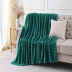 Teal Throw Blanket for Couch Sofa 50x60 inches Striped Design | Fleece Blankets - Image 2