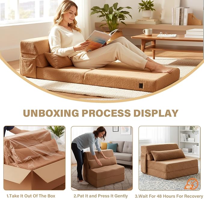 Tiita Convertible Folding Sofa Bed Single Size - Image 9