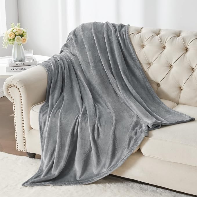 BEDELITE Fleece Blanket Soft Plush Twin Size Blanket Grey 60"x80" | Ultra Soft - Image 5