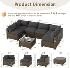 LOUVIXA 7 Piece Outdoor Patio Furniture Set, Outdoor Sectional Sofa, Wicker - Image 2