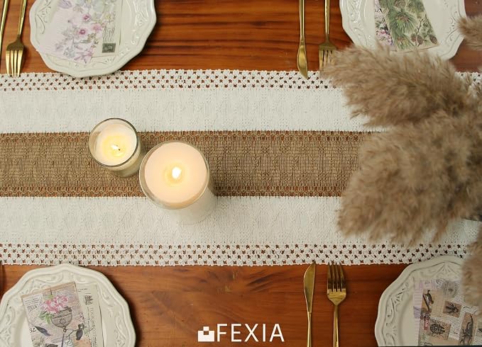 FEXIA Boho Table Runner for Thanksgiving Fall Christmas Home Decor - Image 6