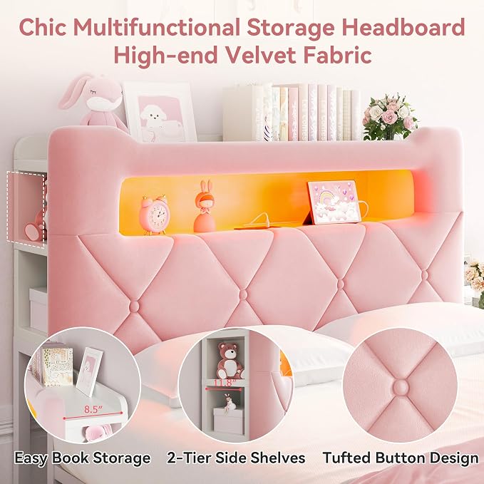 Queen Upholstered LED Bed Frame - Image 6