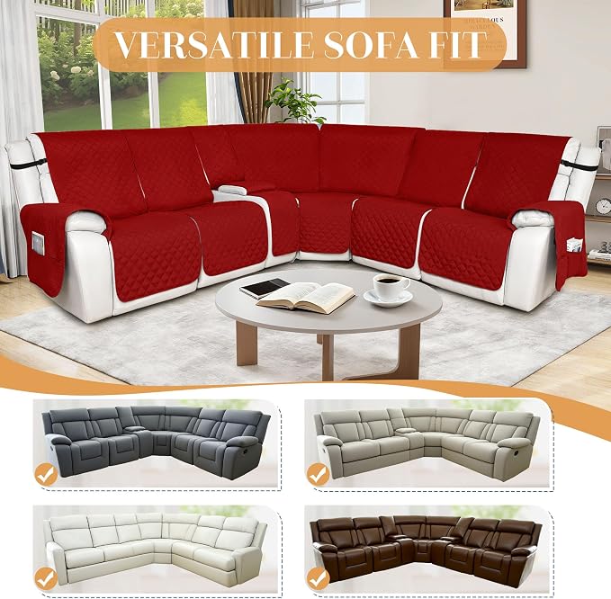 HDCAXKJ 100% Waterproof Reclining Sectional Couch Covers L Shape Recliner Sofa - Image 6