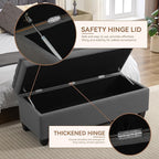 WUTUTUEE 51" Fabric Storage Ottoman Bench, Upholstered Rectangle End of Bed - Image 3