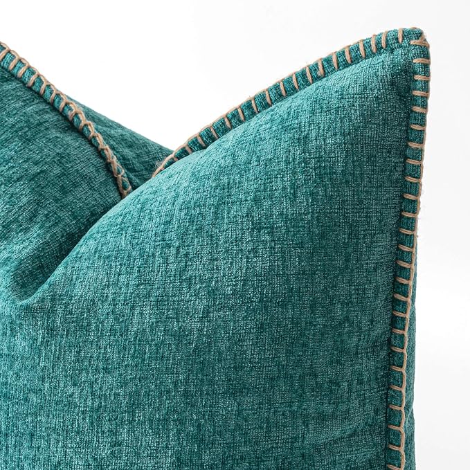 MIULEE Decorative Lumbar Throw Pillow Covers 12x20 Inch Teal 2 Pack | Farmhouse - Image 2