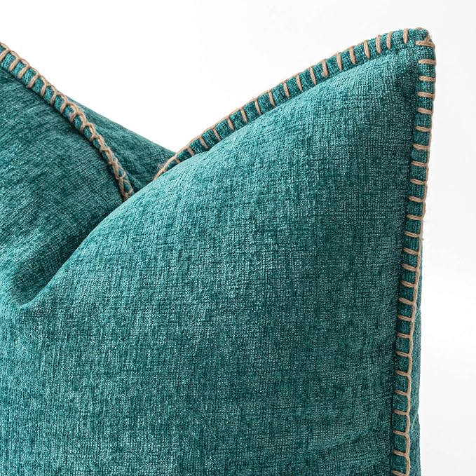MIULEE Decorative Couch Throw Pillow Covers 16x16 Inch Teal 2 Pack | Farmhouse - Image 2