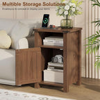 Farmhouse Nightstand with Charging Station, Rustic Bedside Table with Large - Image 5