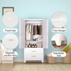 erosoei Metal Armoire Wardrobe Closet, 71 "Metal Clothing Storage Cabinet - Image 4