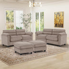 HAOMARKETS Corduroy 4-Piece Sofa Set, Upholstered Ottoman Set of 2 and 2 by HAOMARKETS