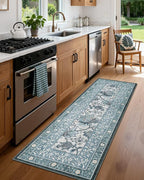GarveeHome Provence Misty Blue 2x6 Washable Kitchen Runner Rugs Non Slip - Image 3