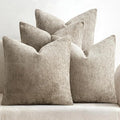 MIULEE Soft Decorative Chenille Pillow Covers Khaki 20x20 Pack of 4 | Modern by MIULEE
