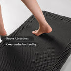 RESARE Waffle Bathroom Runner Rugs, Non Slip Boho Bath Mat 24"x48" Black | Long - Image 3