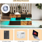HedoAjim LED Coffee Table for Living Room, Living Room Table 2-Tier Square - Image 7