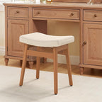LUE BONA Solid Wood Vanity Bench Stool, 17.3" H Ergonomic Saddle Stool by LUEBONA