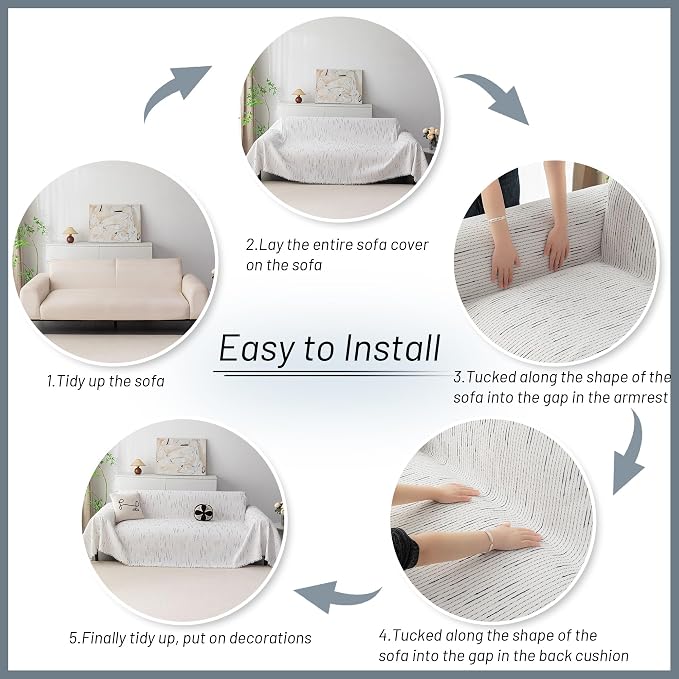 MYSKY HOME Loveseat Cover White Couch Cover Sectional Couch Covers - Image 7