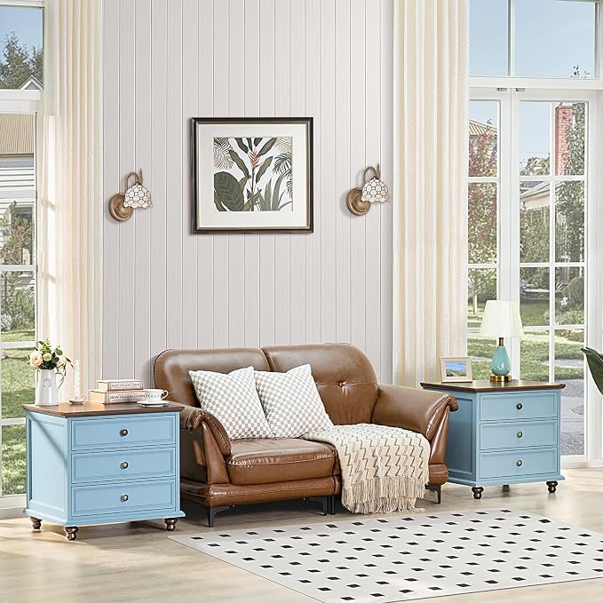 Joaxswe 24" Wide Farmhouse Night Stand, Large End Table - Image 3
