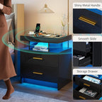 Smart Night Stand with Charging Station, Modern Black Nightstand with 24 Color - Image 6