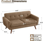 Tbfit 65" W Loveseat Sofa, Mid Century Modern Decor Love Seat Couches - Image 2