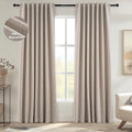 Topfinel 92 Inches Long Taupe Farmhouse Tweed Custom Black Out Drapery Panels by Topfinel