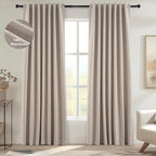 Topfinel Boho Farmhouse Black Out Linen Curtains 84 Inch Length 2 Panels Set by Topfinel