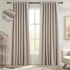 Topfinel Light Blocking Rustic 96 Inch Long Linen Curtains 2 Panel Set by Topfinel