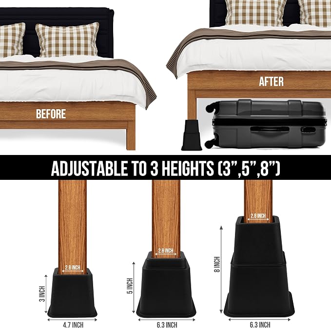 Utopia Bedding Bed Riser, 3 & 5 Inches Adjustable Furniture Risers - Image 5