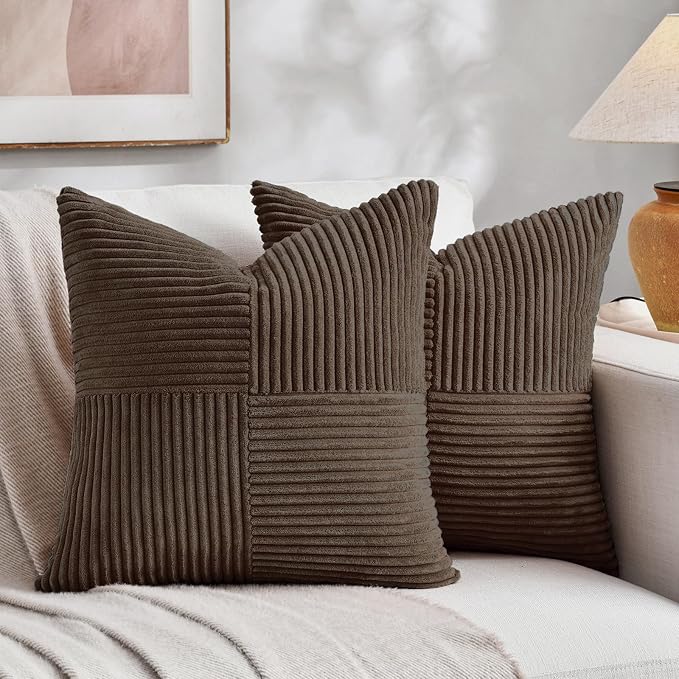 Fancy Homi 2 Packs Dark Brown Decorative Throw Pillow Covers 16x16 Inch by Fancy+Homi