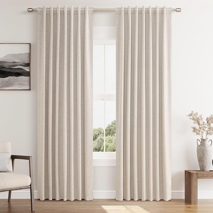 Oatmeal 100% Blackout Curtains 80 Inch Length 2 Panels Set by Guken