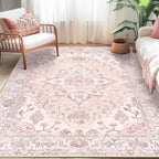RELEANY Washable Area Rug, Water Repellent, Pet Friendly, Vintage Floral Boho - Image 3