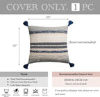 Navy Dark Blue Decorative Throw Pillow Cover 20x20 Square Boho Accent - Image 5