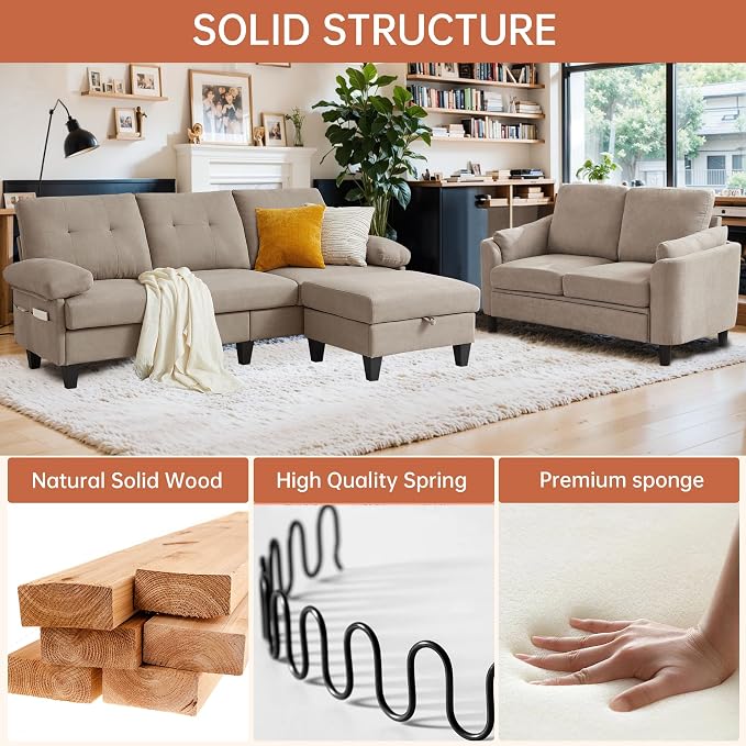 5 Seat Sectional Sofa Set for Living Room Set - Image 4