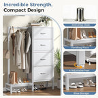 DUMOS Dresser with Hanging Rack, 4-in-1 White Fabric Dresser - Image 7