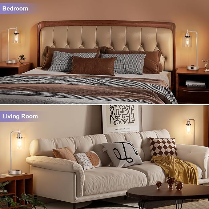 Industrial Touch Table Lamps for Bedrooms Set of 2 - Image 4