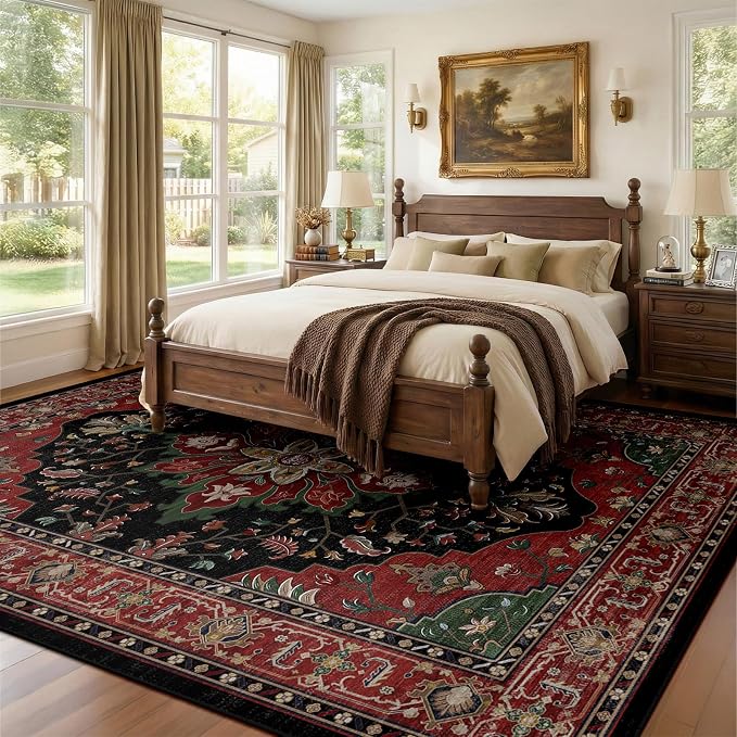 RELEANY Washable Area Rug, Water Repellent, Pet Friendly, Vintage Floral Boho - Image 4