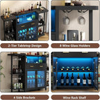 Loomie Bar Table Cabinet with LED Lights & Drawer, 8-Tier Wine Bar Cabinet with - Image 9