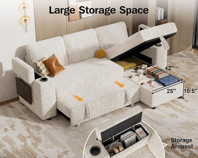 Vipbear 86" Modular Sectional Sleeper Sofa - Image 7