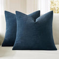 MIULEE Dark Blue Chenille Couch Throw Pillow Covers, 18x18 | Set of 2, Soft by MIULEE