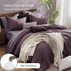 Monbix King Size Comforter Set, Italian Plum King Bedding Set Reversible - Image 3