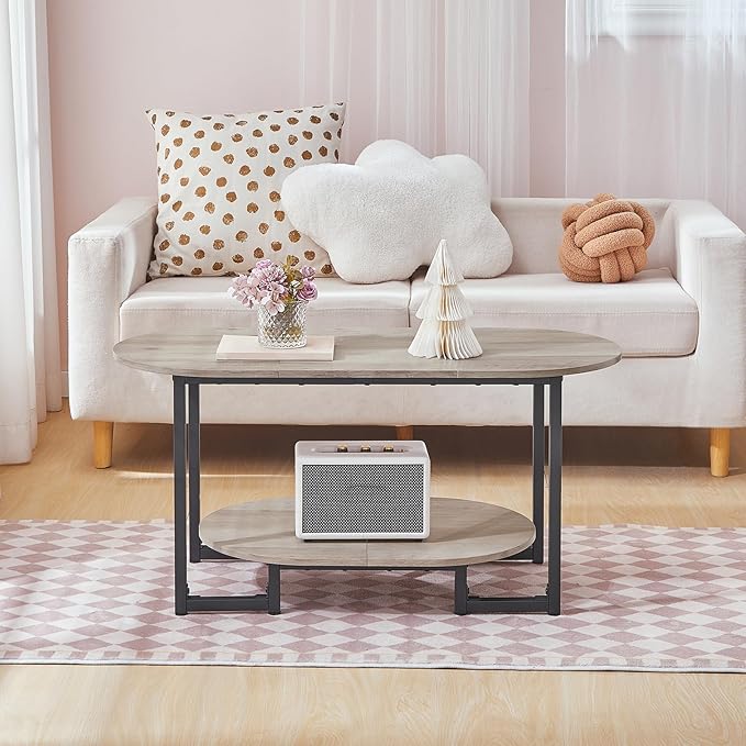 HOOBRO Coffee Table for Living Room, Oval Small Coffee Table - Image 5